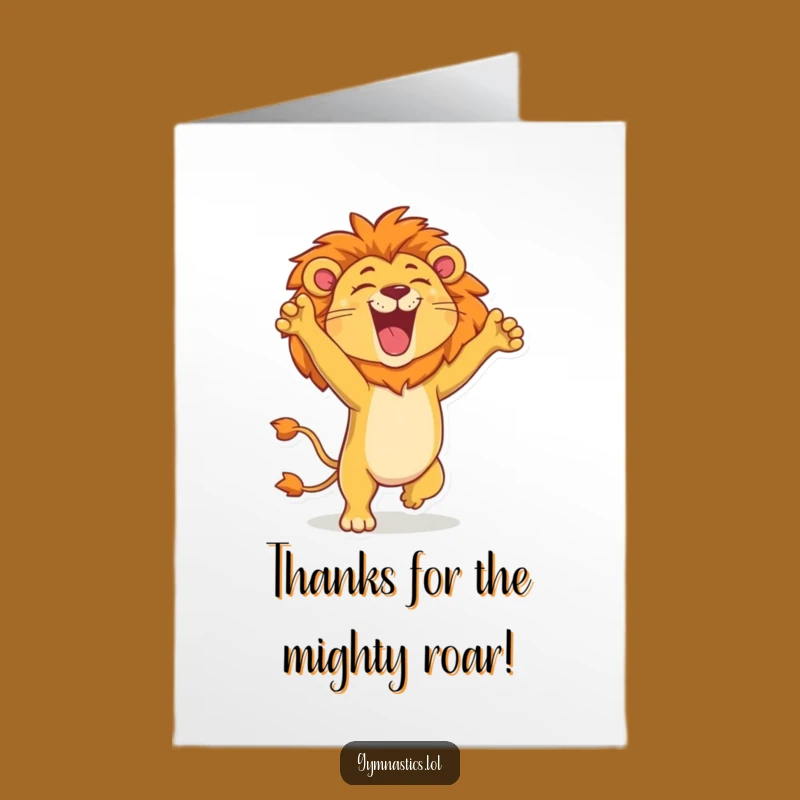 Free Printable Thank You Card: Lion Handstand Gratitude Roar Downloadable Gift
