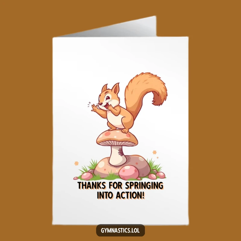 Free Printable Thank You Card: Squirrel's Springy Somersault to Show Gratitude