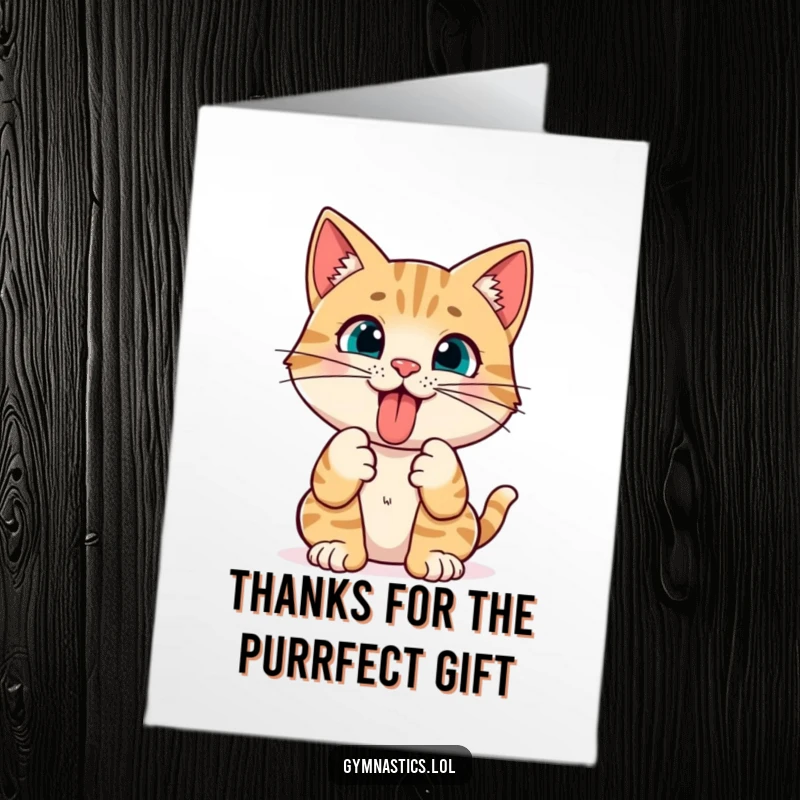 Funny Free Printable Thank You Card: A curious cat sticking its tongue out, sending thanks with attitude.