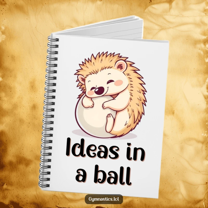 Funny Hedgehog Yoga Notebook: A happy hedgehog rolls into a perfect ball pose, ready to inspire your notes and thoughts humorously.