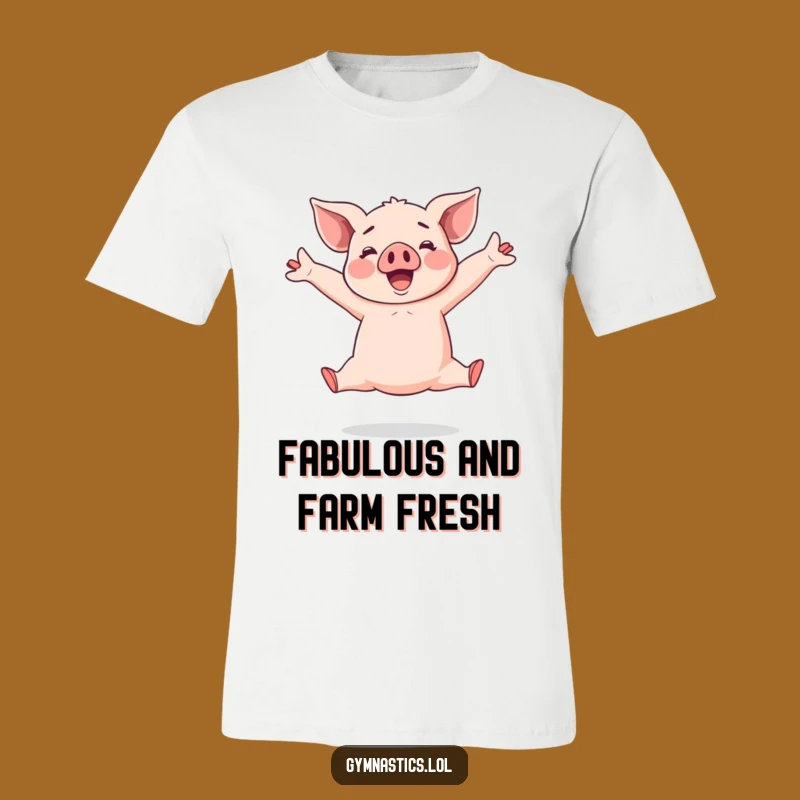 Funny Piglet T-Shirt: Cheerful Acrobat Doing a Wide Split Leap with Joy