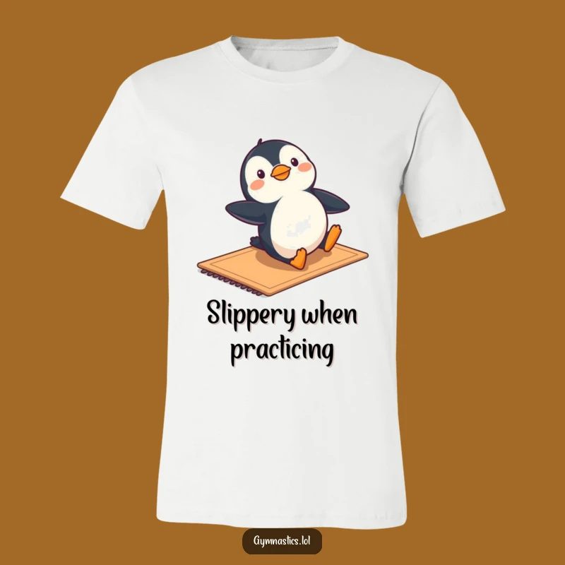 Funny Penguin Gymnastics T-Shirt - Cool Sliding Acrobat Tee