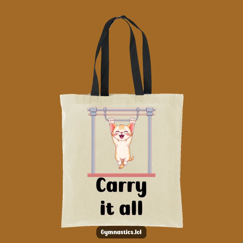 Funny Kitten Uneven Bars Tote Bag - Carry Your Fun with Style, Perfect Gift
