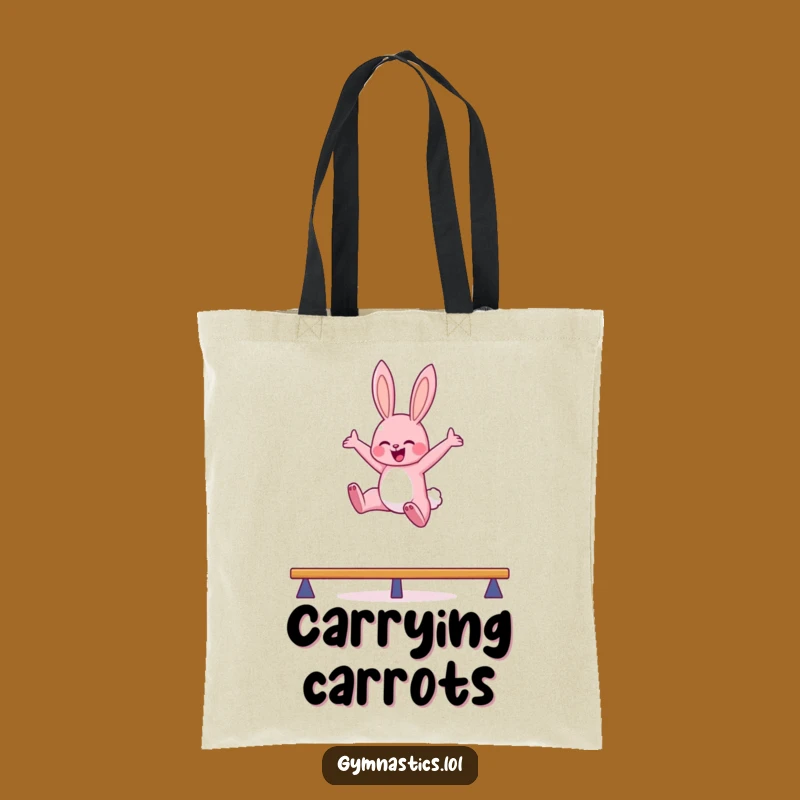 Funny Bunny Balance Beam Tote Bag: Carry Your Gym Gear with Laughs