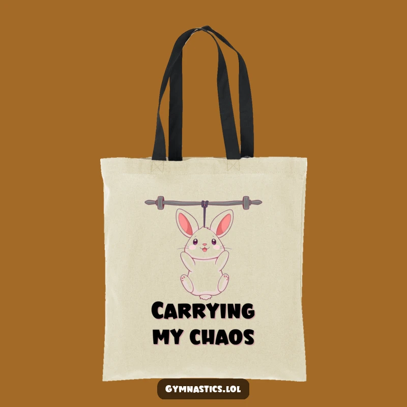 Funny Rabbit Uneven Bars Tote Bag: Durable Gymnast Carry-All