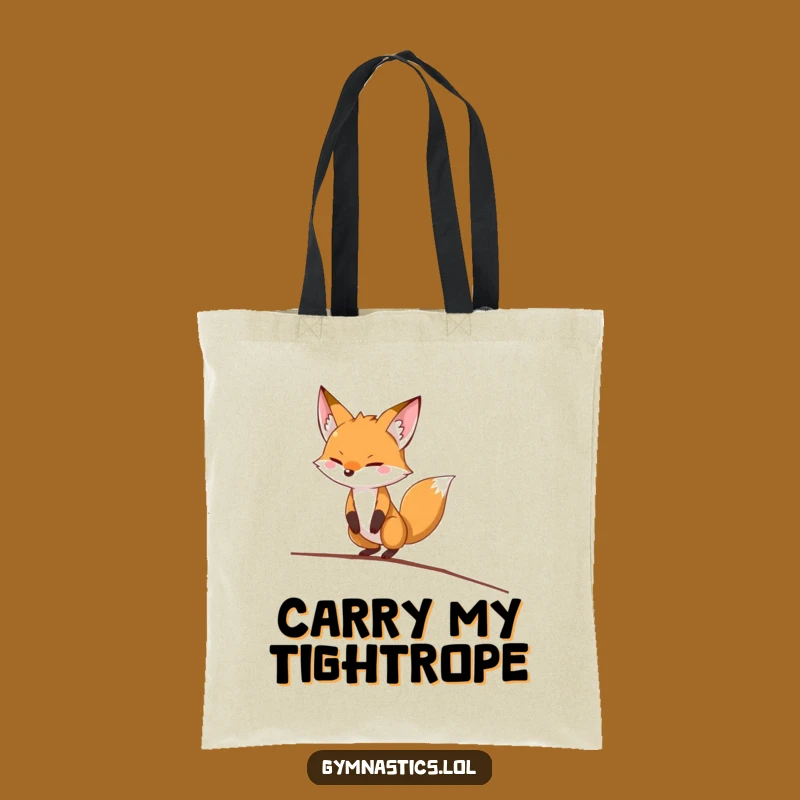 Funny Fox Balance Beam Tote Bag: Durable Carry-All for Acrobatic Souls